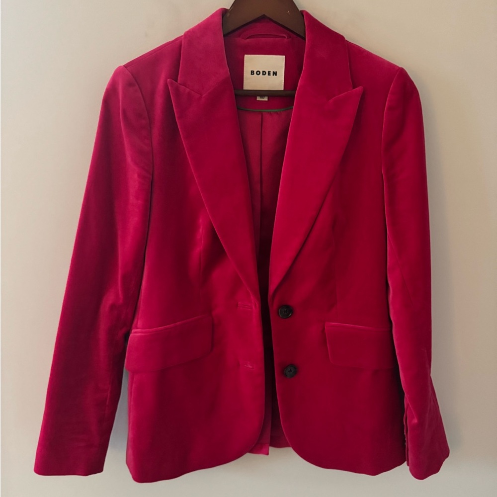 Boden Pink Marylebone Velvet Blazer